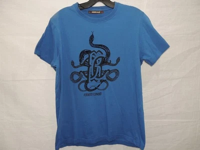 Camiseta para hombre Roberto Cavalli azul gráfico cuello redondo talla grande Foto 1 de 4