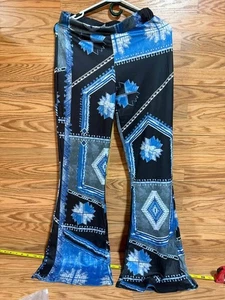 Neu Print Schlaghose Freizeit High Waist Gr. Medium Stretchig - Bild 1 von 7