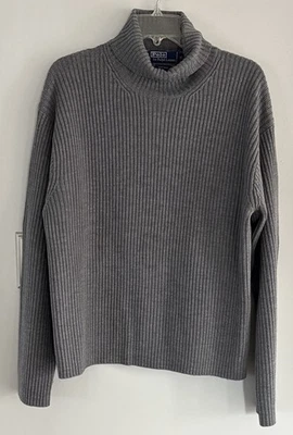 Polo Ralph Lauren Mujer Cuello Alto Suéter Gris 100% Lana XL Foto 1 de 4