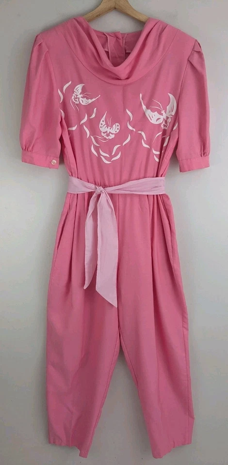 Fabuloso Mono Vintage Años 80 Hecho en Hawaii Almohadillas para el Hombro Pierna Cónica Mameluco 8 10 Foto 1 de 4