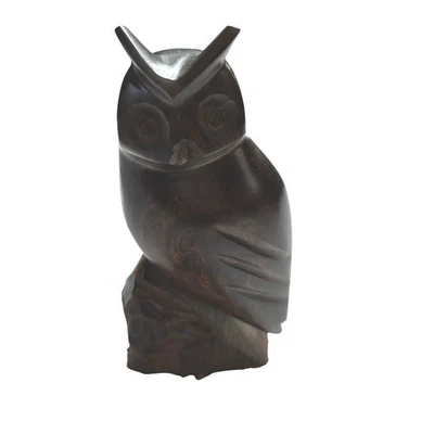 Estatuilla de búho de madera tallada a mano Ironwood de 6,5" decoración de bosque rústico estatua Foto 1 de 4