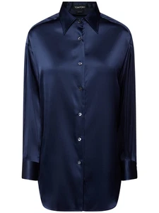 TOM FORD $1550 Navy Silk/Satin Shirt New & Authentic - Picture 1 of 2
