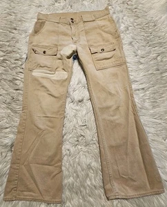 Vintage 70’s Levi’s White Tab Bellbottom Flare Bush Jeans Hose 32x27 Khaki LESEN - Bild 1 von 10