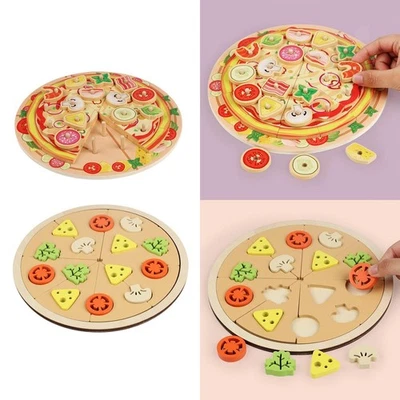 Juego de pizza de madera realista corte comida juego juguete para niños niñas niños pequeños Foto 1 de 2