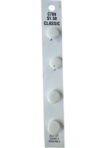 Buttons White 1/2" Shank Round Flat Shiny 4-Pack Vintage Blumenthal Lansing C709 - Picture 1 of 6