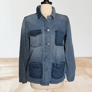 Old Navy Patchwork Denim Utility Jacke Gr. M hohe Taschen Küstenfest Fun - Bild 1 von 8