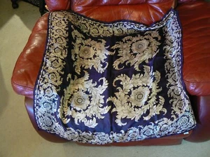 Vintage Seidentuch blau und weiß - handgerollt - quadratisch 30 x 30 cm - Bild 1 von 4