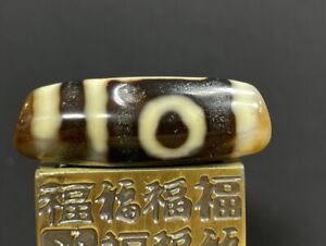 Pendentif amulette 4 yeux totem perles tibétaines anciennes agate GZI #6631