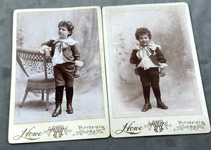 2 C.1890 Cabinet Cards ~ Victorian Siblings, Cringe Cards! Kinda Creepy? Maine - Picture 1 of 4