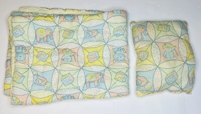 Manta de bebé acolchada de colección con almohada guardería ABC bloques foca circo elefante 40X32  Foto 1 de 4