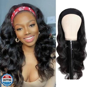 Peluca diadema Ghaadd cabello humano cuerpo onda diadema pelucas para mujeres negras humanas - Imagen 1 de 5