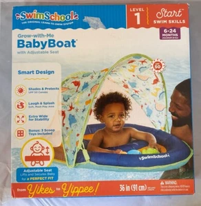 SwimSchool Bebé Barco Flotador Toldo Sol 6-24 Meses Asiento Ajustable AZUL Nivel 1 - Imagen 1 de 2
