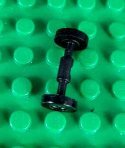 One (1) LEGO #2496 BLACK Wheel Skateboard / Trolley Used Lego Axle with 2 Wheels - Picture 1 of 3