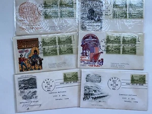 Lot of 6 1951 100th ANNIVERSARY OF NEVADA Scott #999 FDC - Picture 1 of 6