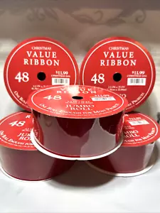 5 Red Velvet Christmas Ribbon 2.5" X 75' Brand new, Sealed 25 Yards Each. - Picture 1 of 5
