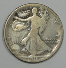 1916 Walking Liberty Half Dollar Very Good Silver 50c ~ rim dings