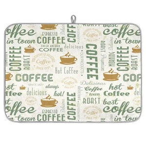 Dish Drying Mat for Kitchen Counter Absorbent Coffee Bar Mat Dish Drainer Rac... - Picture 1 of 8
