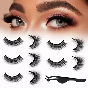 Reusable False Eyelashes Natural Look, Self Sticking 5 Pairs, 3D Lashes Long - Picture 1 of 12