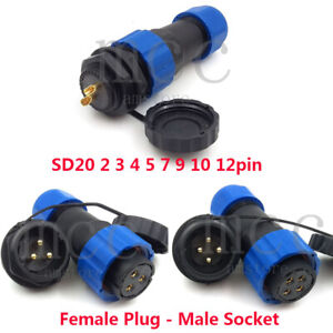 SD20 2-14pin IP68 Waterproof Bulkhead Plug Socket , Aviation Industry Connector