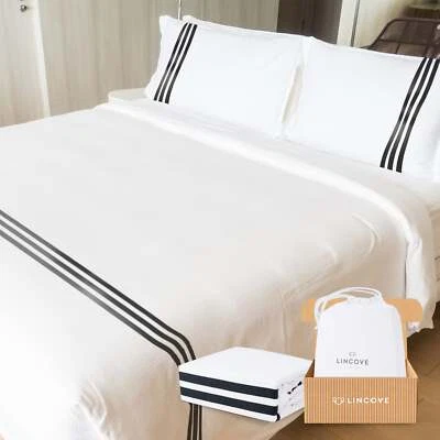 Lincove Luxury Duvet Cover Set Cordoba Collection- 100% Ultra Soft Cotton Sateen - Image 1 of 4
