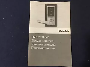 Kaba Simplex LP1000 Series Pushbutton Lock Instruction Book - Picture 1 of 5