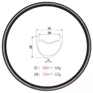 Llantas de carbono 29er MTB llantas asimétricas para bicicleta de montaña cubierta sin cámara 35x28 mm 28H - Imagen 1 de 10