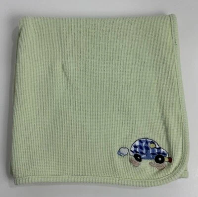 Circo Target Blue Beetle Car Green Thermal Waffle Weave Baby Receiving Blanket - Image 1 of 4