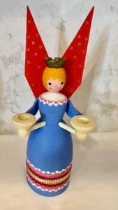 CHRISTMAS WOODEN ANGEL CANDLE HOLDER Germany - Picture 1 of 6