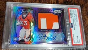 2021 Certified Javonte Williams Mirror Pink/10 RPA Freshman Fabric PSA 8 - Picture 1 of 5