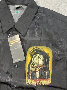 Camicia vintage Cruzin bassa "Nostro Signore" uomo L abbottonata nera low rider anni 90 - Foto 1 di 11