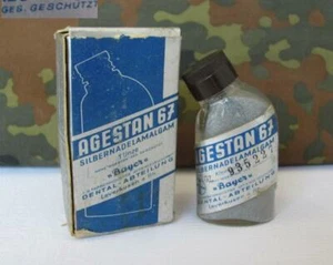 WWII ORIGINAL GERMAN BOXED SEALED BOTTLE OF DENTAL SILVER AMALGAM BAYER - Picture 1 of 6
