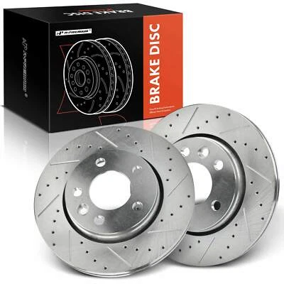A-Premium 2x Rear Drilled Brake Rotors for Volkswagen Transporter 10 -19 2.0L - Image 1 of 4