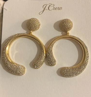 Pendientes circulares de cristal pavé J.Crew Patrizia enchapados en oro piedra cristalina Foto 1 de 4
