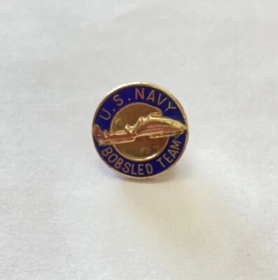 US Navy Bobsled Team Pin Enameled Olympic Games USA Lapel Hat Pin - Image 1 of 4
