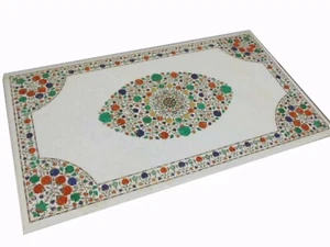 48"x24" custom white marble dining table elegant design countertop furniture dec - Picture 1 of 8