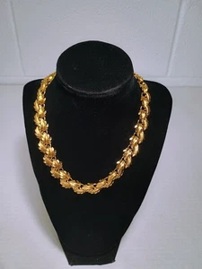 Vintage NAPIER Gold tone Articulated Links Leaves Choker Necklace Excellent cond - Picture 1 of 4