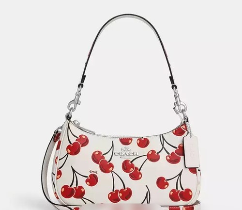 ?Borsa a tracolla Coach Cz774 Teri con stampa ciliegia pelle liscia Sv Gesso Multi