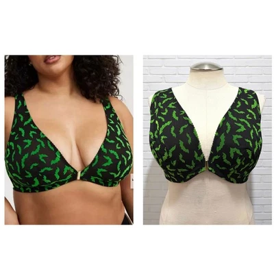 Sujetador Bralette Inalámbrico Torrid 4 (4X) Sin Forro Estampado de Murciélago Transparente Cierre Frontal Foto 1 de 4