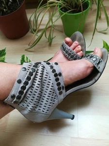 Bottines Moom 39 Chaussures haute À Talons 9cm Femme Gris velours bottine été - Imagen 1 de 11