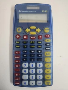 Texas Instrument Ti-15 Blue Scientific Calculator Testata - Senza copertina o istruzioni - Foto 1 di 3