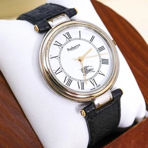 [Excellent+] Burberry 8000 Watch Roman Used Running Condition Gold Black - Picture 1 of 10