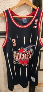 VTG 90s NBA Champion Houston Rockets Steve Francis 3 Jersey 44 Blue Pinstripe - Picture 1 of 8