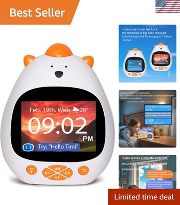 Kids Alarm Clock AI Voice Control Sleep Timer White Noise Music Interactive - Image 1 of 4