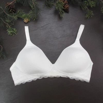 Warners Bra Womens 38C White Wireless Lightly Lined Lace Trim T Shirt 02012 - Image 1 of 4