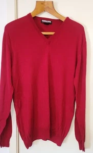 Kirkland Signature, Extrafine Merino Wool, Deep Red, V Neck Jumper Xl - Picture 1 of 4