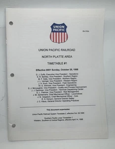 1998 Union Pacific North Platte Area Timetable #1 Railroad Book - Imagen 1 de 2