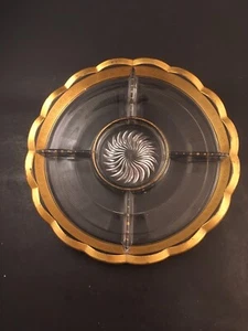 Heisey #1170 Pleat & Panel 5-Part Divided Spice Tray Gold Barcelonia #158 Etch - Picture 1 of 12