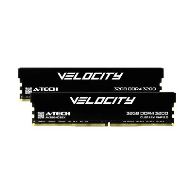 A-Tech Velocity RAM 64GB (2x32GB) DDR4 3200MHz (PC4-25600) XMP 2.0 UDIMM 1.2V... - Image 1 of 4