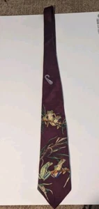 Corbata Cuello Lobo Especie En Peligro de Extinción Azul Oscuro Seda 4" x 56 1/2" Estampado Animal - Imagen 1 de 4