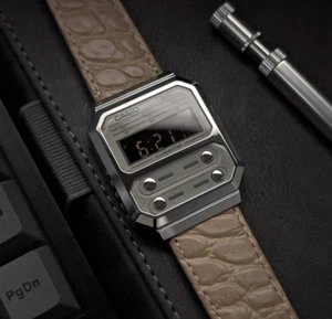 Custom Casio A100WE "Macintosh" mod || Genuine leather hand-notched strap - Picture 1 of 14